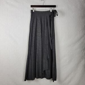 Susina Women's Skirt XS Black Striped Wrap Knit Draped Soft Maxi Tie Waist